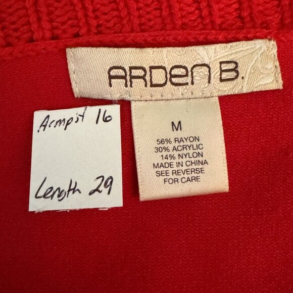 Arden B Red Off-Shoulder Crochet Tunic Sweater Medium Holiday Y2K - Picture 2 of 11